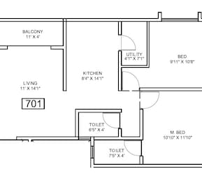 2 BHK 719 Sq. Ft. Apartment in Kirik Varun Enclave CHS