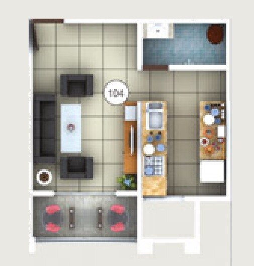Floor plan of 291 Sq. Ft. Studio in KK Classic, Pune