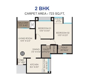 2 BHK 723 Sq. Ft. Apartment in KK Tathastu