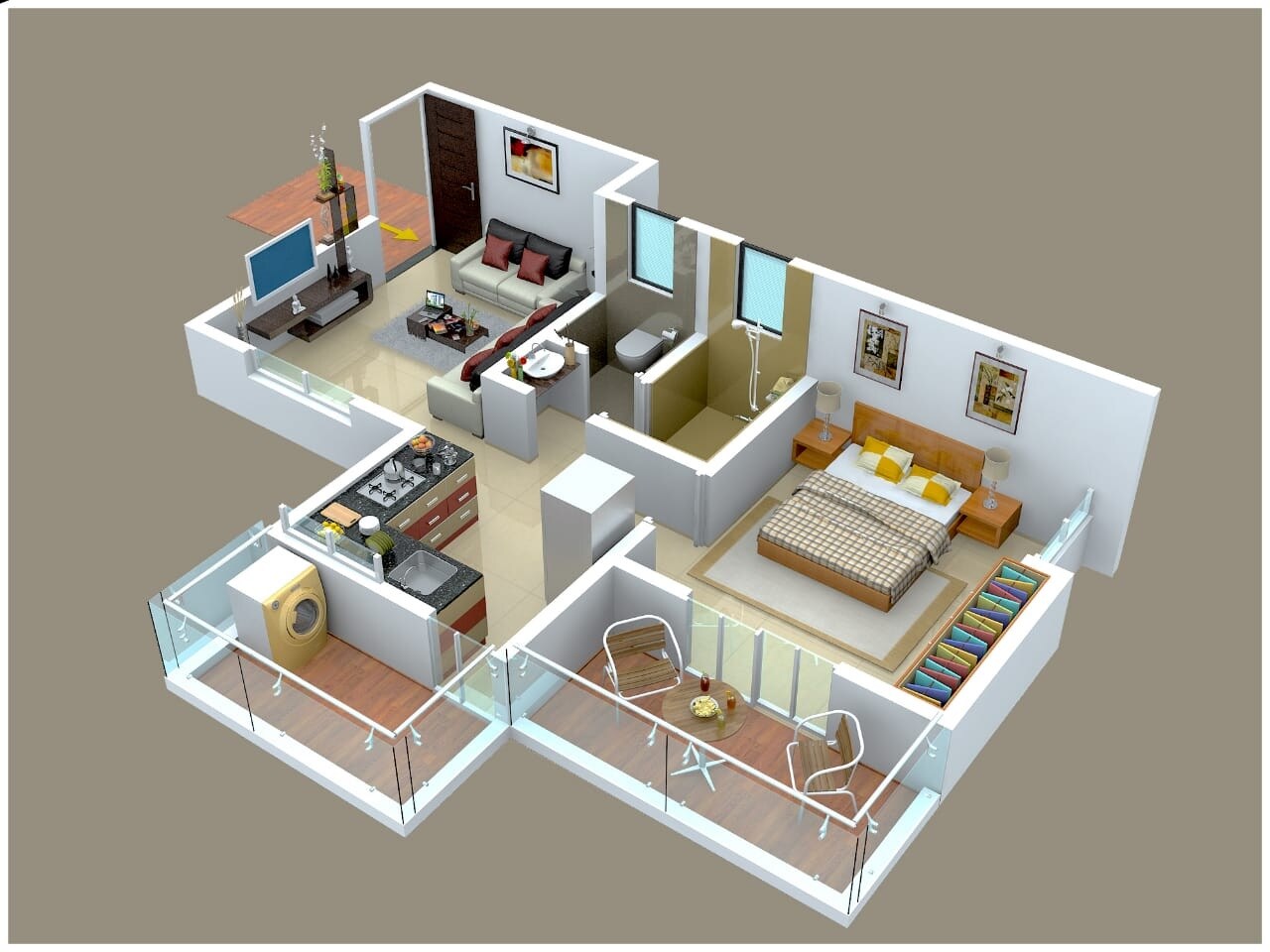 Floor plan of 1 BHK 550 Sq. Ft. Apartment in KNK Yashshree Residency, Pune