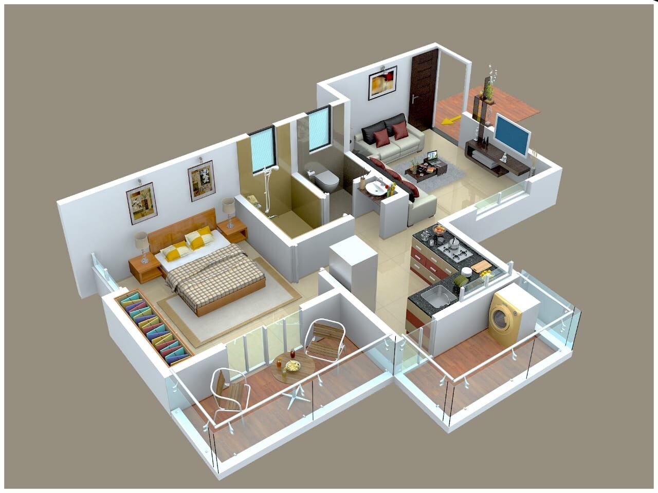 Floor plan of 1 BHK 650 Sq. Ft. Apartment in KNK Yashshree Residency, Pune