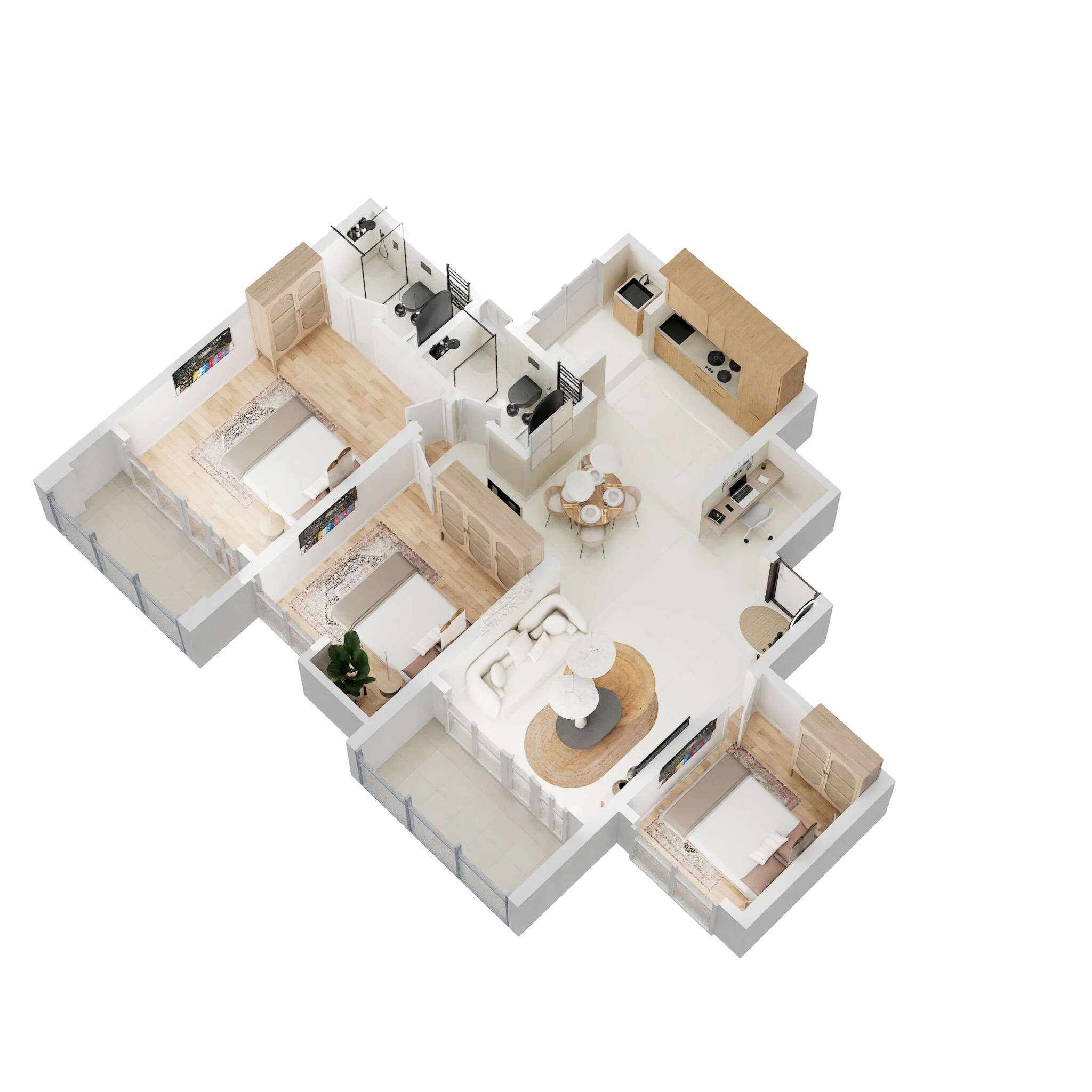 3 BHK 955 Sq. Ft. Apartment