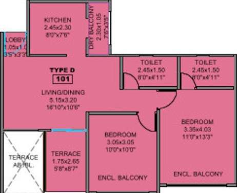 kohinoor coral phase 3 apartment 2 bhk 639sqft 20213130173143