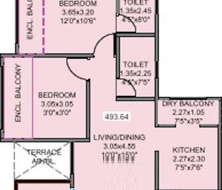 kohinoor coral phase 3 apartment 2 bhk 710sqft 20213130173101