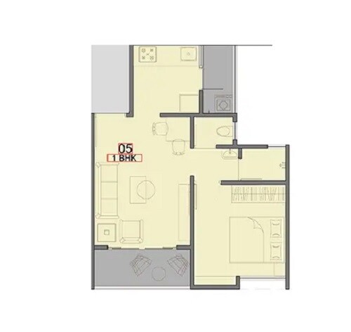 1 BHK 381 Sq. Ft. Apartment