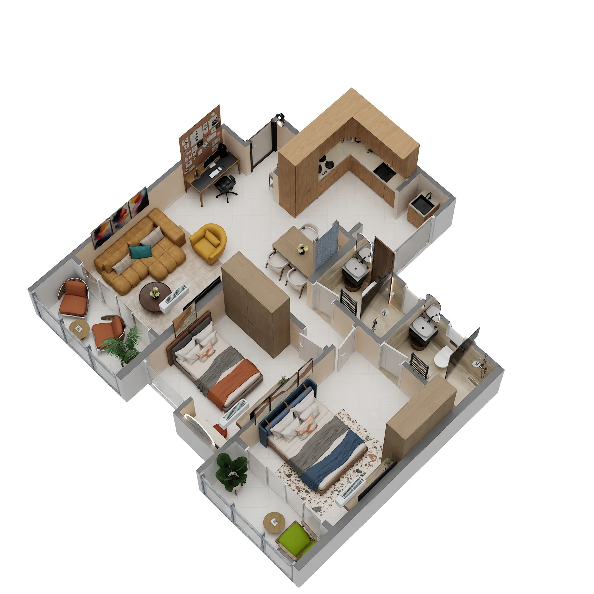 2 BHK 670 Sq. Ft. Apartment