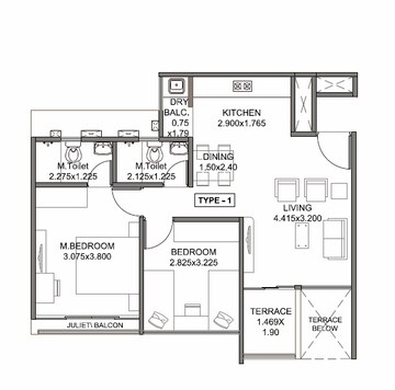  2 BHK Apartment at Kohinoor Tinsel County, Hinjewadi – for Rent