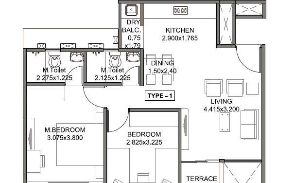 kohinoor tinsel county apartment 2bhk 638sqft 51