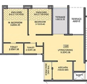 Floor plan of 2 BHK 682 Sq. Ft. Apartment in Kohinoor Tinsel Town, Pune