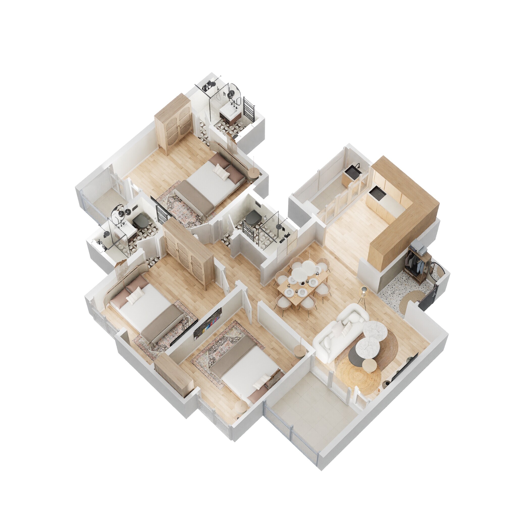 3 BHK 982 Sq. Ft. Apartment