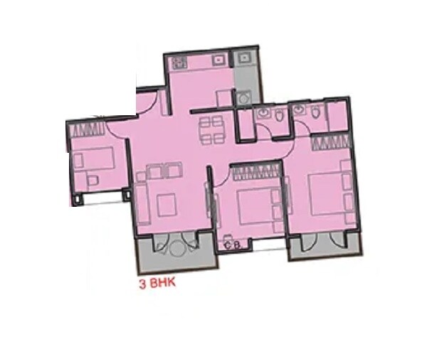 Other, kohinoor-viva-city 3 Bedroom 987 Sq.Ft. Apartment In Dhanori Pune 7772280