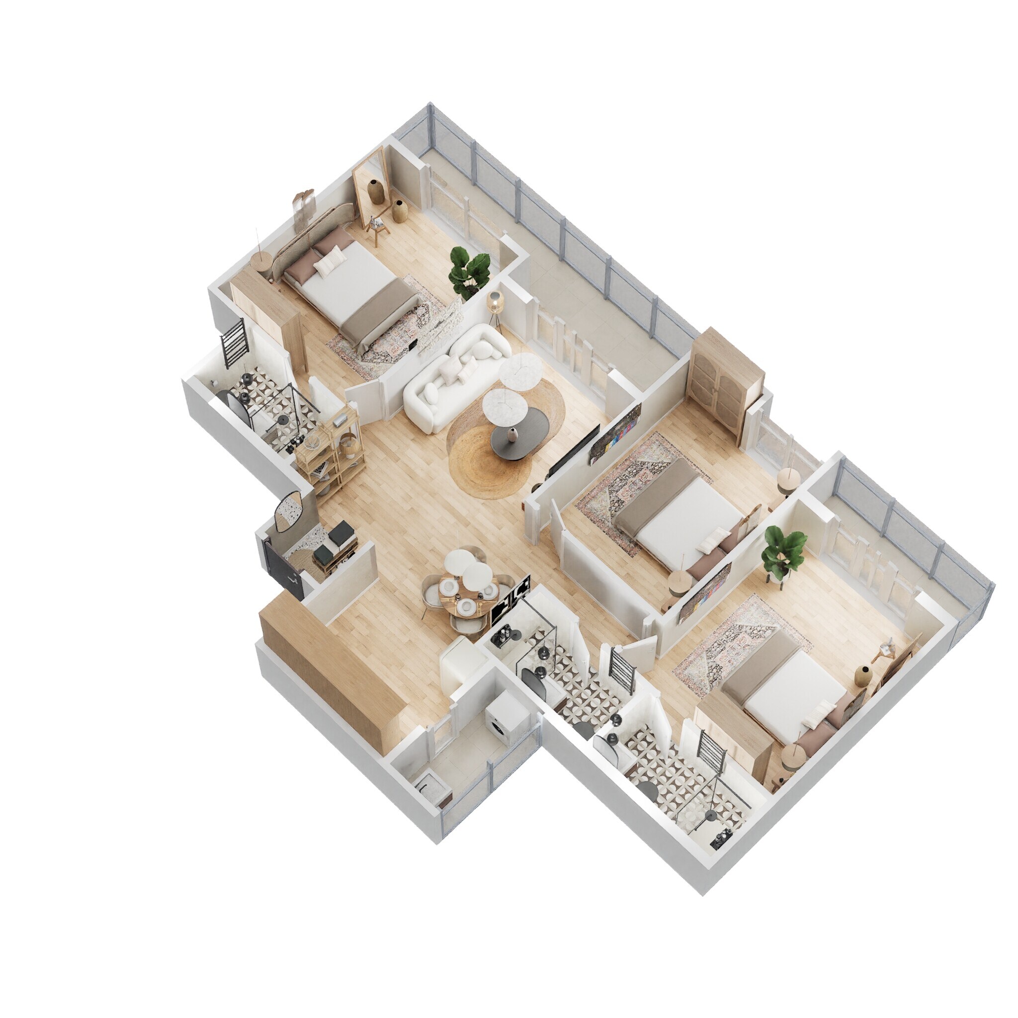 3 BHK 1100 Sq. Ft. Apartment