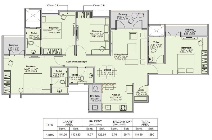 Other, kohinoor-viva-pixel 4 Bedroom 1280 Sq.Ft. Apartment In Dhanori Pune 8466613