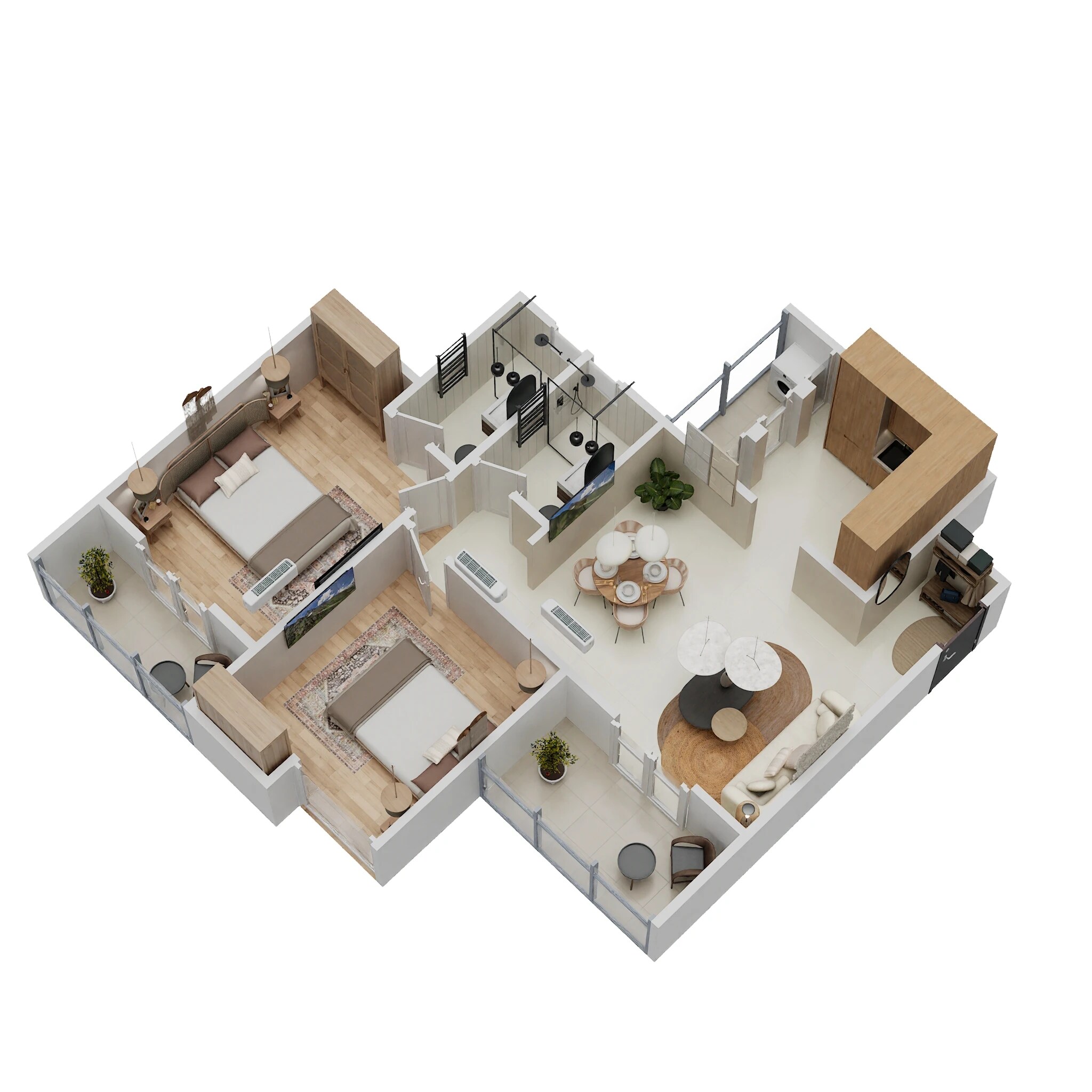 Floor plan of 2 BHK 752 Sq. Ft. Apartment in Kohinoor Zen Estate, Pune