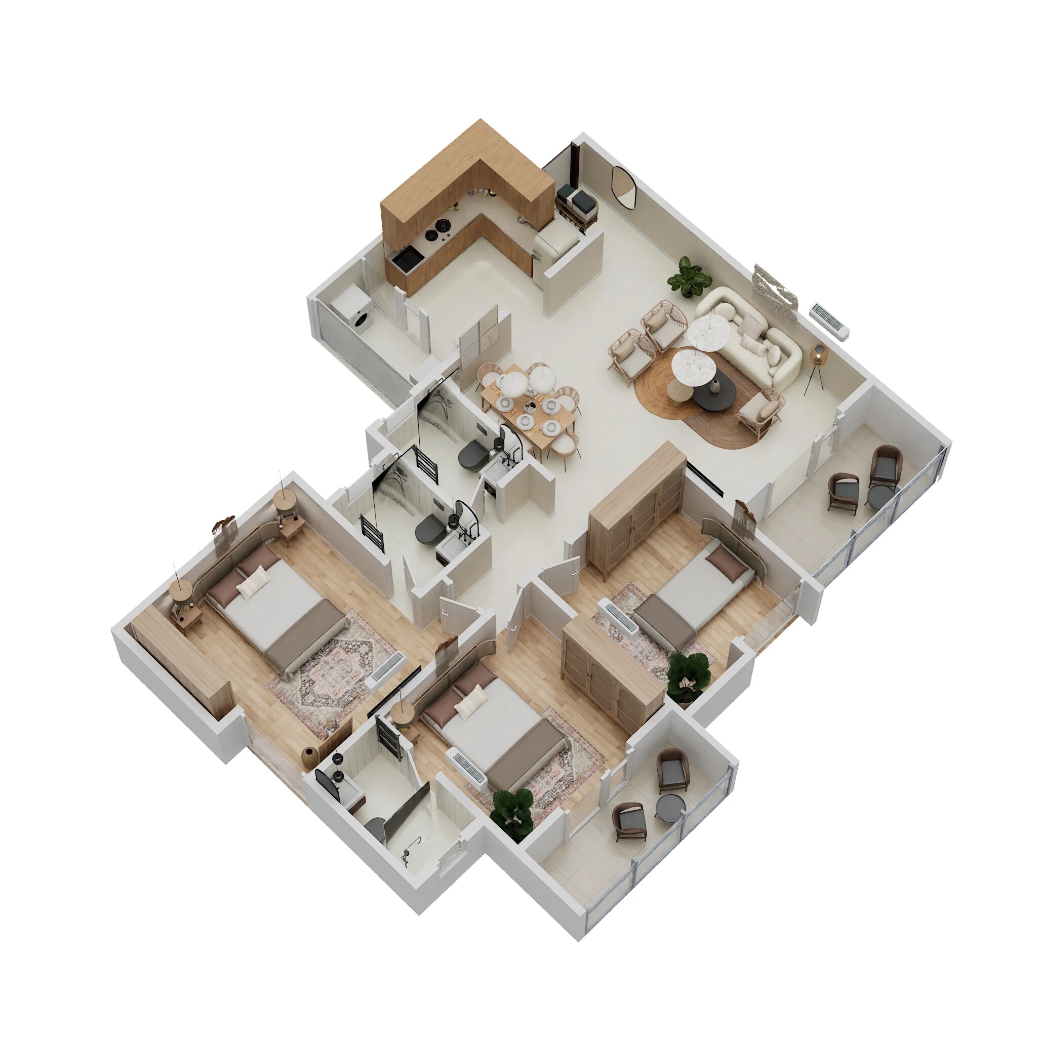 Floor plan of 3 BHK 1030 Sq. Ft. Apartment in Kohinoor Zen Estate, Pune