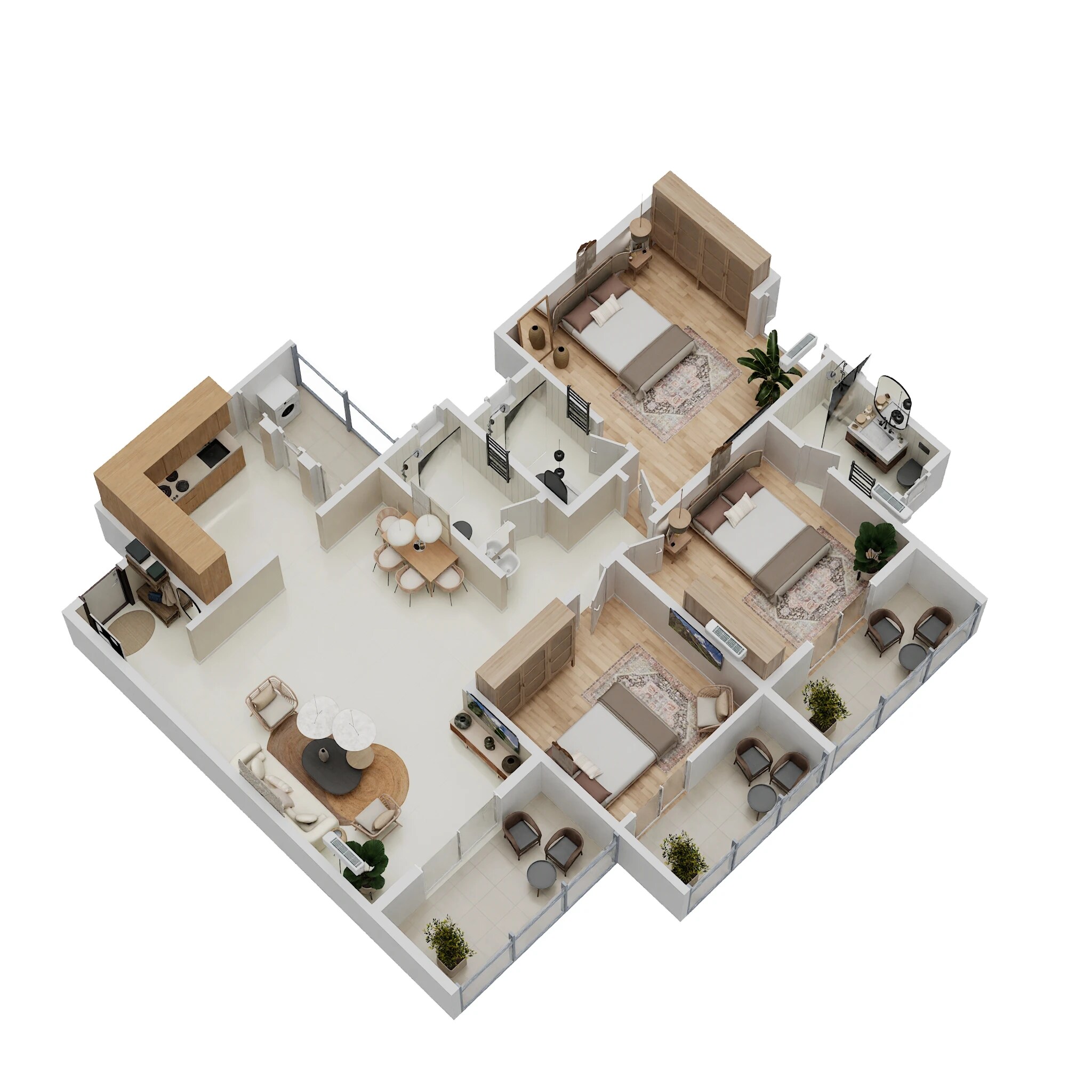 Floor plan of 3 BHK 1068 Sq. Ft. Apartment in Kohinoor Zen Estate, Pune
