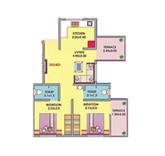 2 BHK 402 Sq. Ft. Apartment