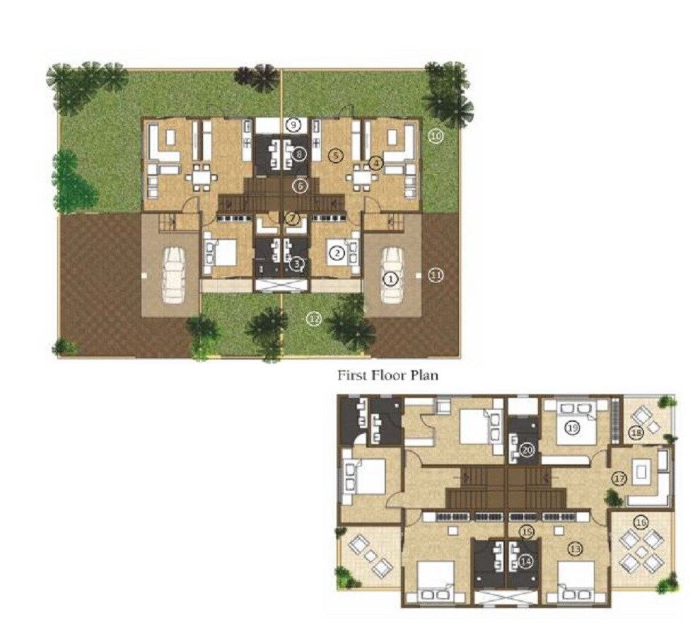 Floor plan of 4 BHK 3475 Sq. Ft. Villa in Kolte Ivy Estate Villa, Pune