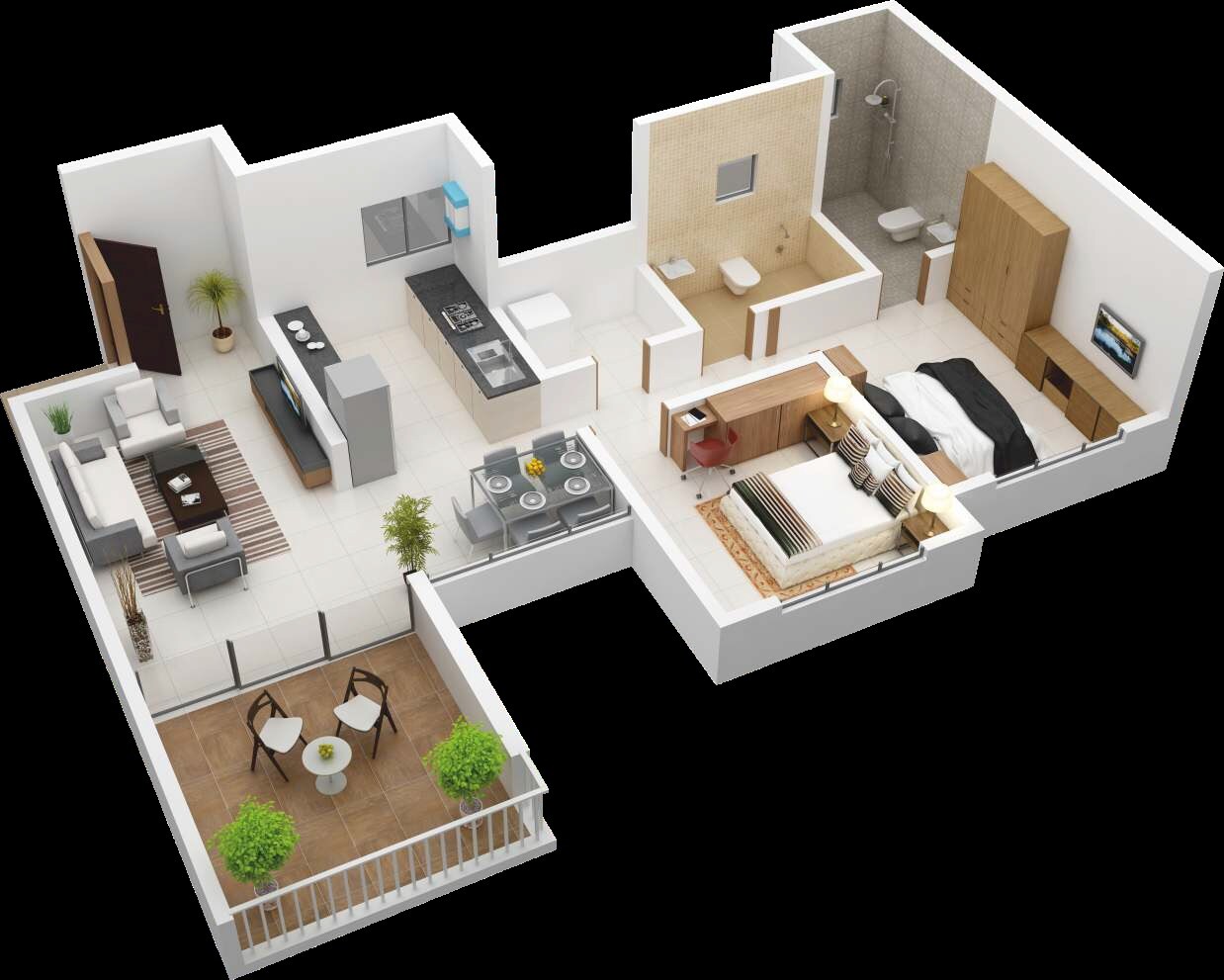 2 BHK 601 Sq. Ft. Apartment