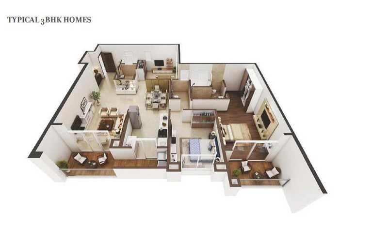 Floor plan of 3 BHK 1685 Sq. Ft. Apartment in Kolte Patil 24K Allura, Pune