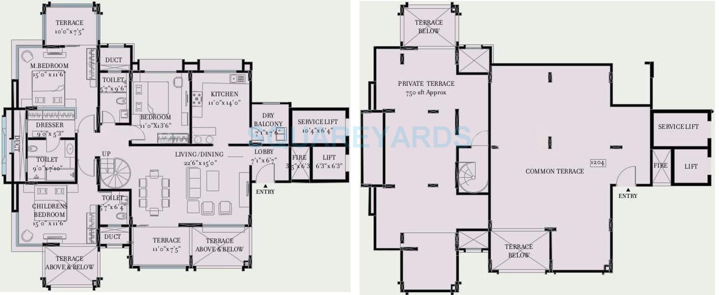 Floor plan of 3 BHK 2580 Sq. Ft. Apartment in Kolte Patil 24K Glitterati, Pune