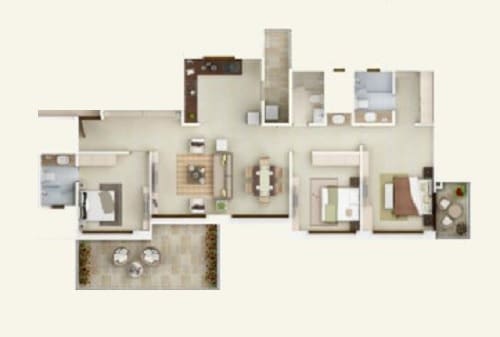 3 BHK 1412 Sq. Ft. Apartment