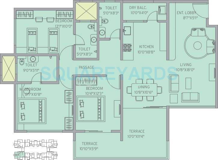 3 BHK 1673 Sq. Ft. Apartment