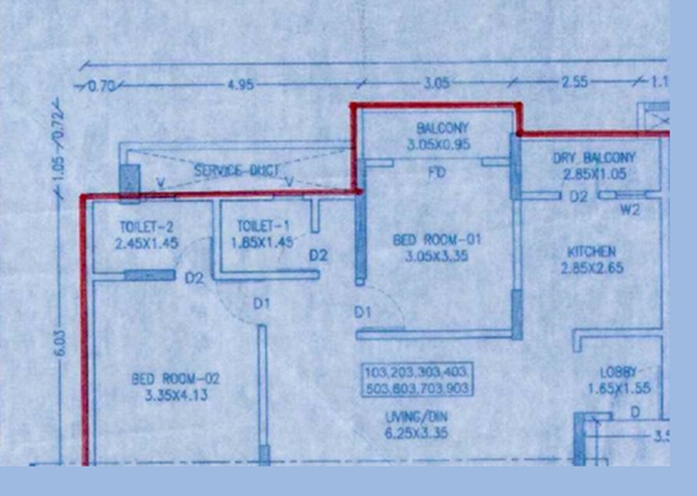 Floor plan of 2 BHK 942 Sq. Ft. Apartment in Kolte Patil Aleria, Pune