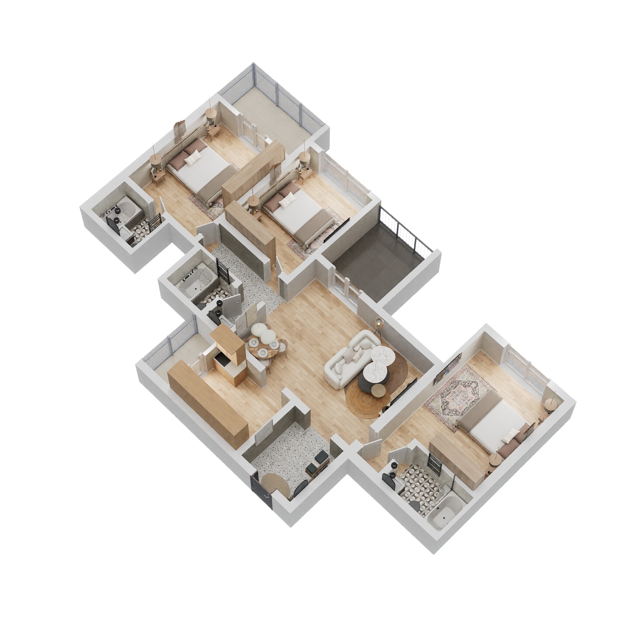 3 BHK 1125 Sq. Ft. Apartment