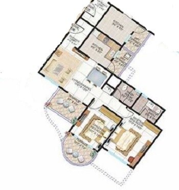 Floor plan of 2 BHK 891 Sq. Ft. Apartment in Kolte Patil Cheryl, Pune