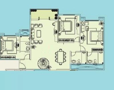 Floor plan of 3 BHK 1560 Sq. Ft. Apartment in Kolte Patil Elburz Hills Dales, Pune