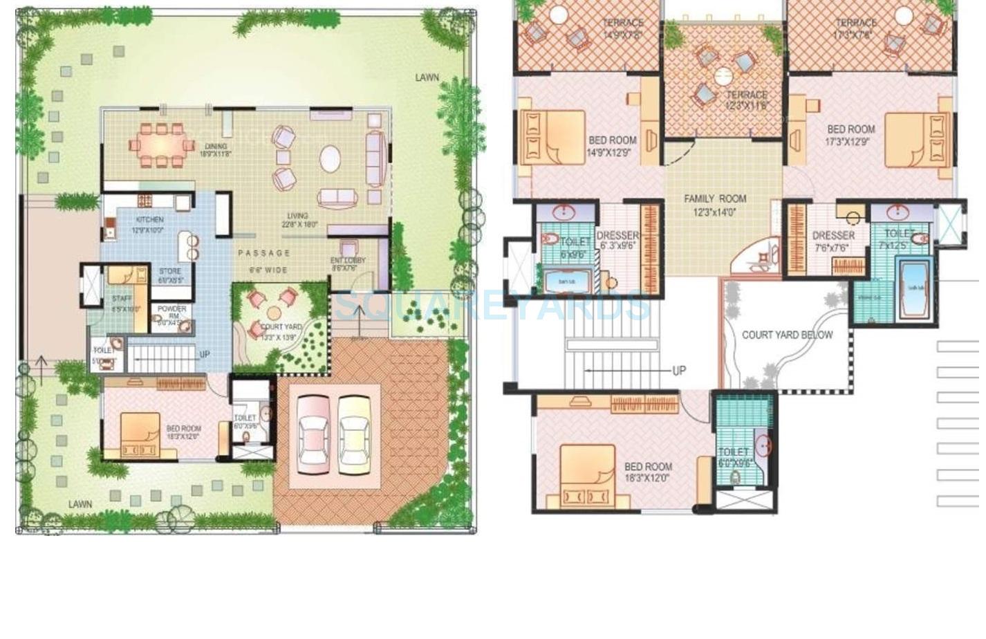 Floor plan of 4 BHK 5411 Sq. Ft. Villa in Kolte Patil Green Groves Villa, Pune