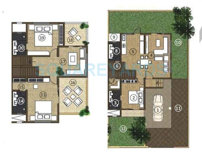 Floor plan of 3 BHK 2550 Sq. Ft. Villa in Kolte Patil Ivy Villa, Pune