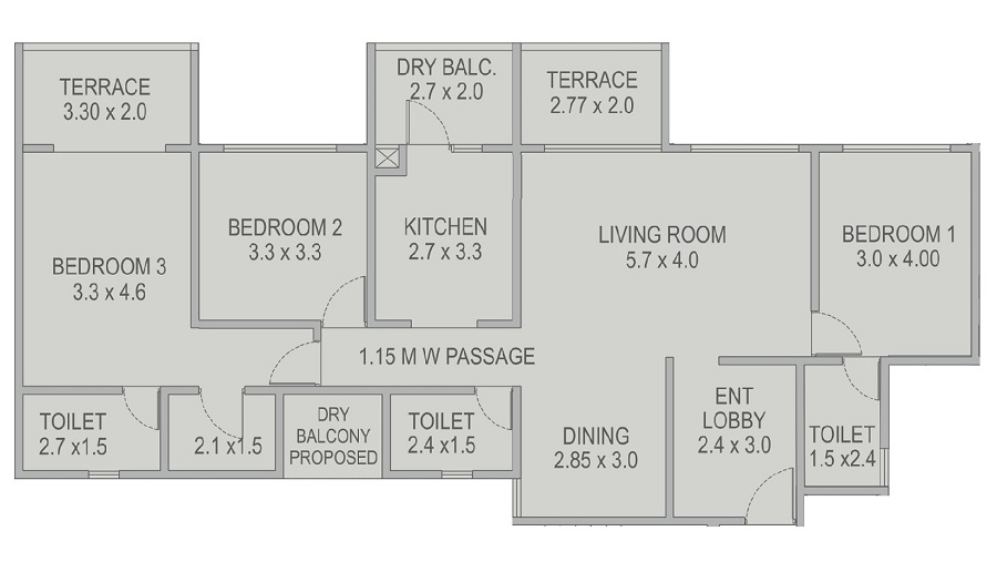 Kolte Patil Kothrud Baug 3 BHK Layout
