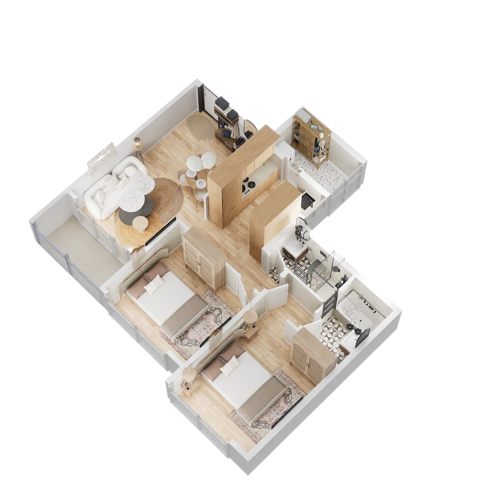 2 BHK 543 Sq. Ft. Apartment