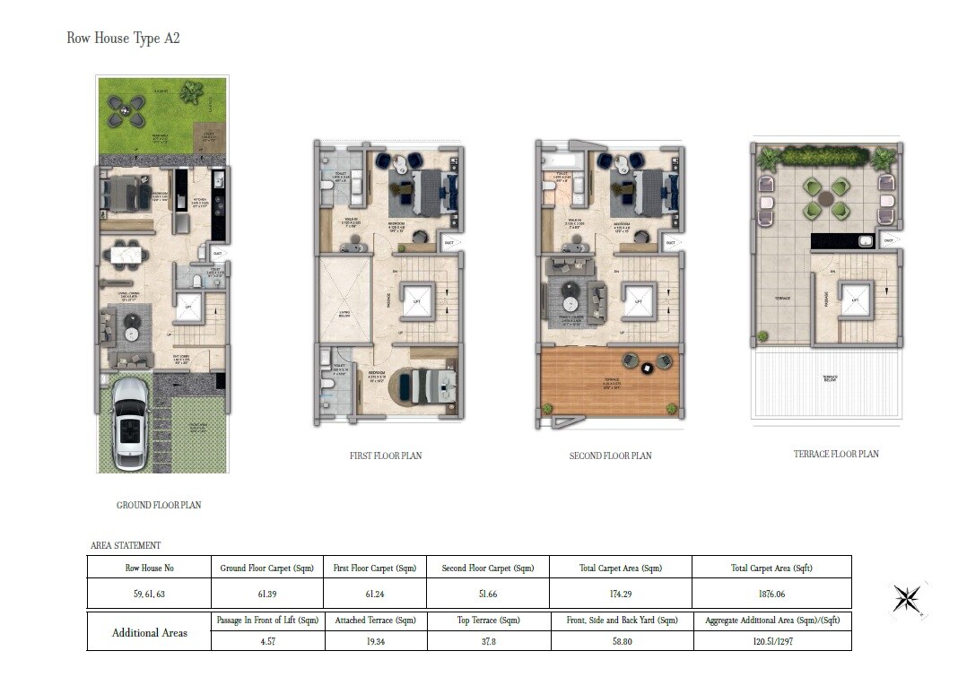 Floor plan of 4 BHK 1876 Sq. Ft. Row House in Kolte Patil Life Republic 24K Espada, Pune