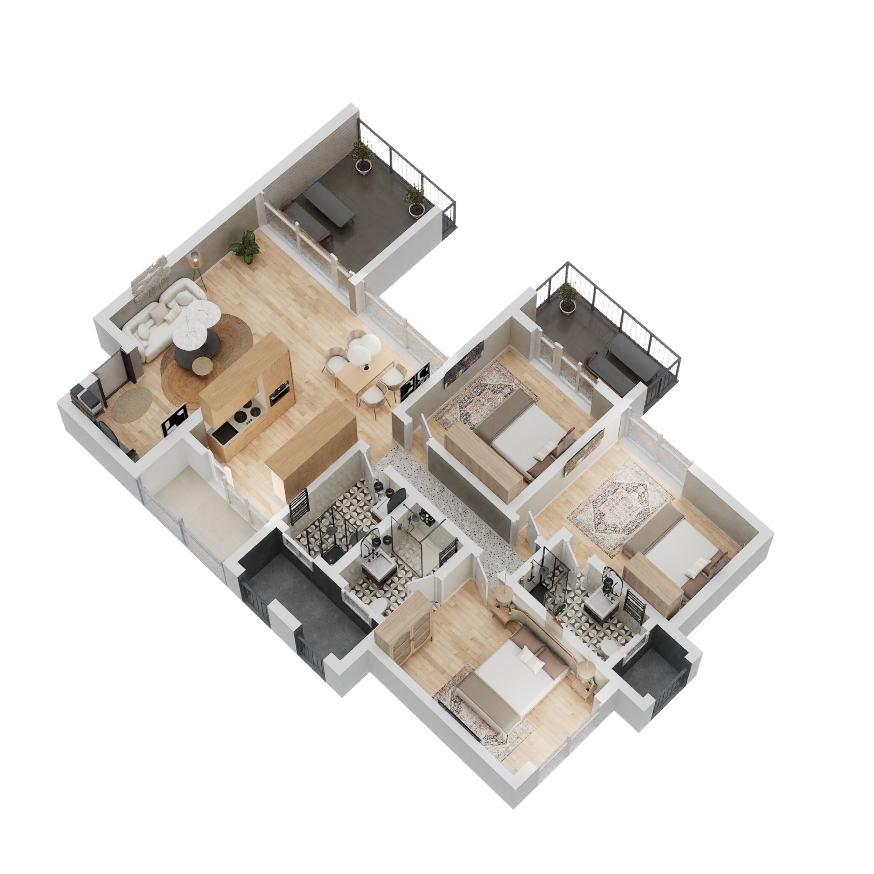 kolte patil life republic apartment 3bhk 861sqft 1 3d 1208