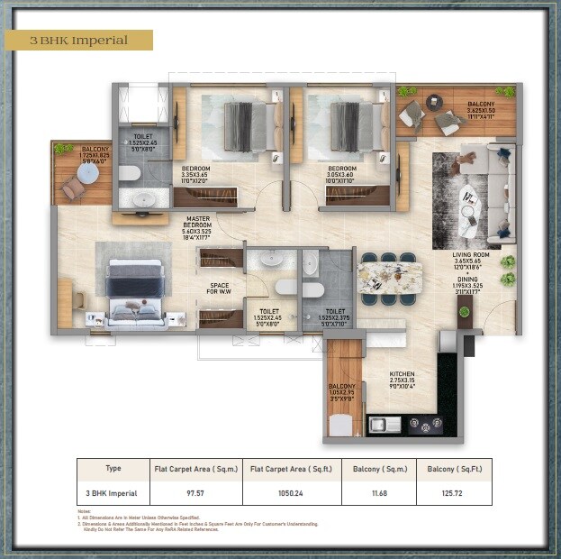 Other, kolte-patil-life-republic-aros 3 Bedroom 1050 Sq.Ft. Apartment In Hinjewadi Pune 7301475