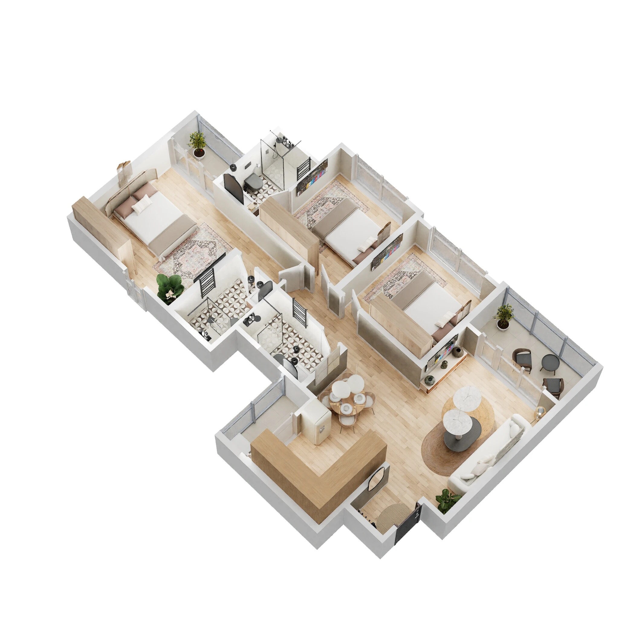 3 BHK 1023 Sq. Ft. Apartment