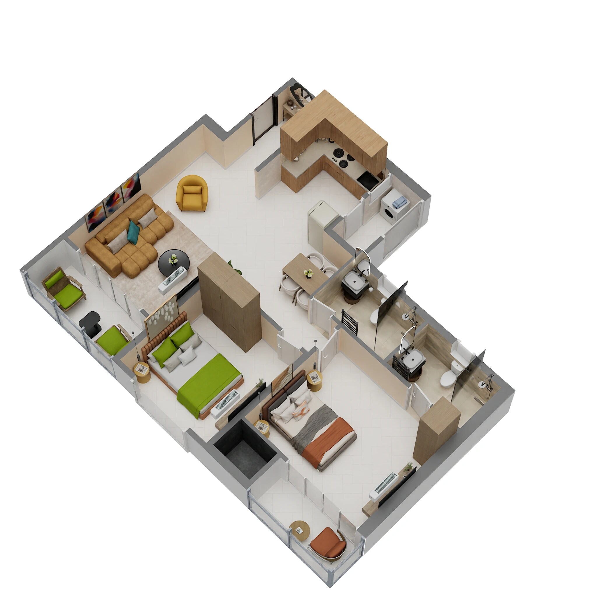 2 BHK 837 Sq. Ft. Apartment