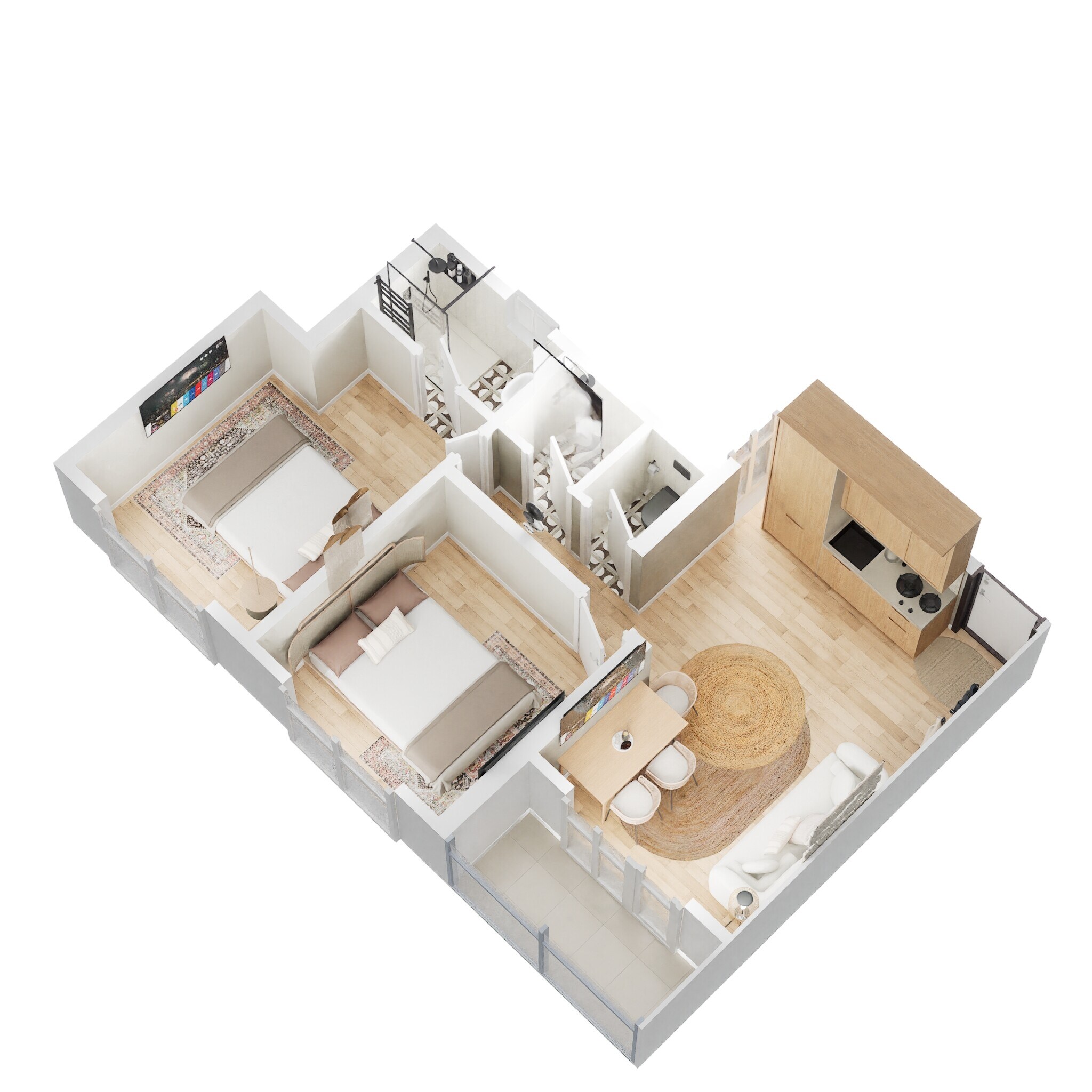 Floor plan of 2 BHK 530 Sq. Ft. Apartment in Kolte Patil Life Republic Oro Avenue, Pune
