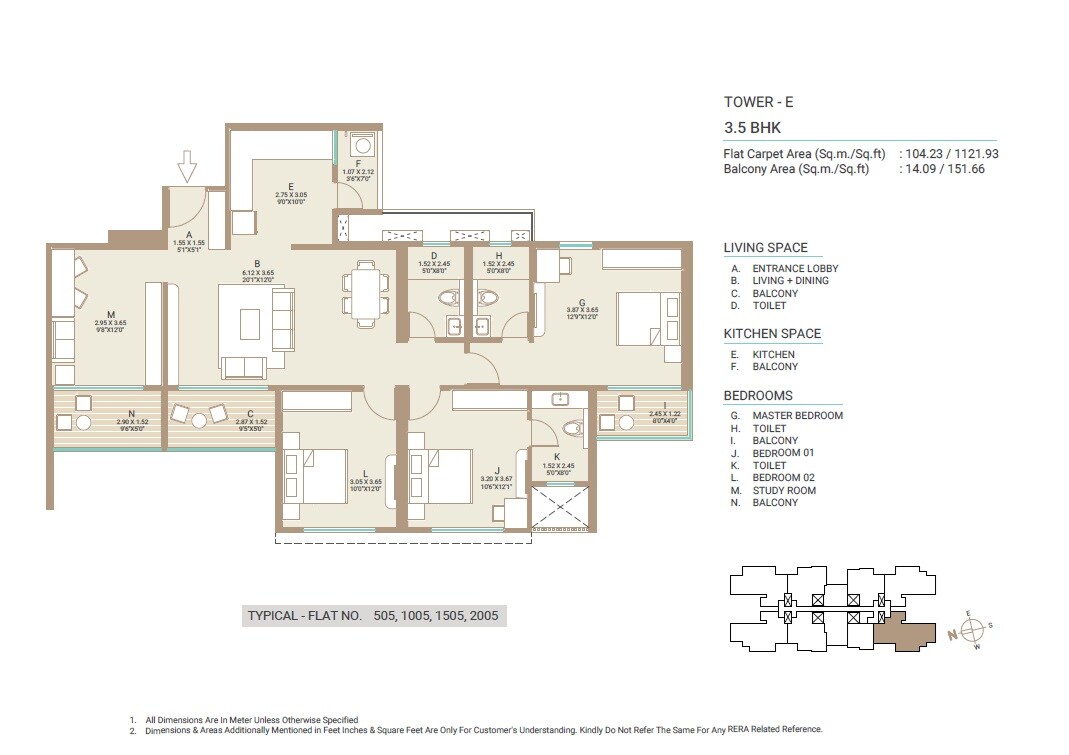 3 BHK 1121 Sq. Ft. Apartment