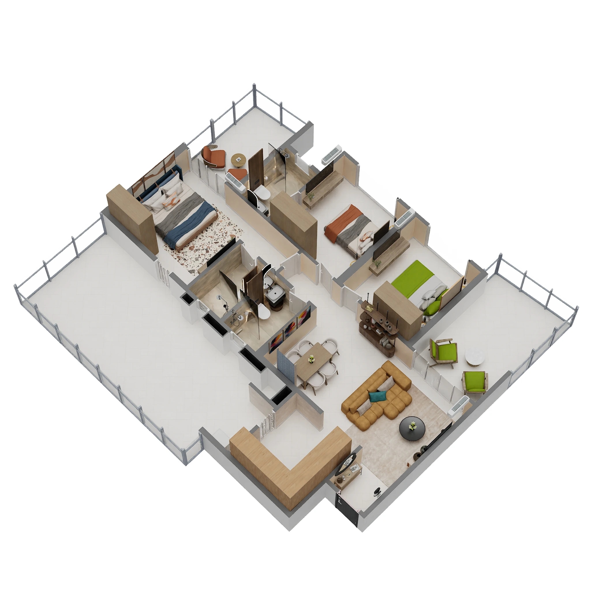 3 BHK 998 Sq. Ft. Apartment