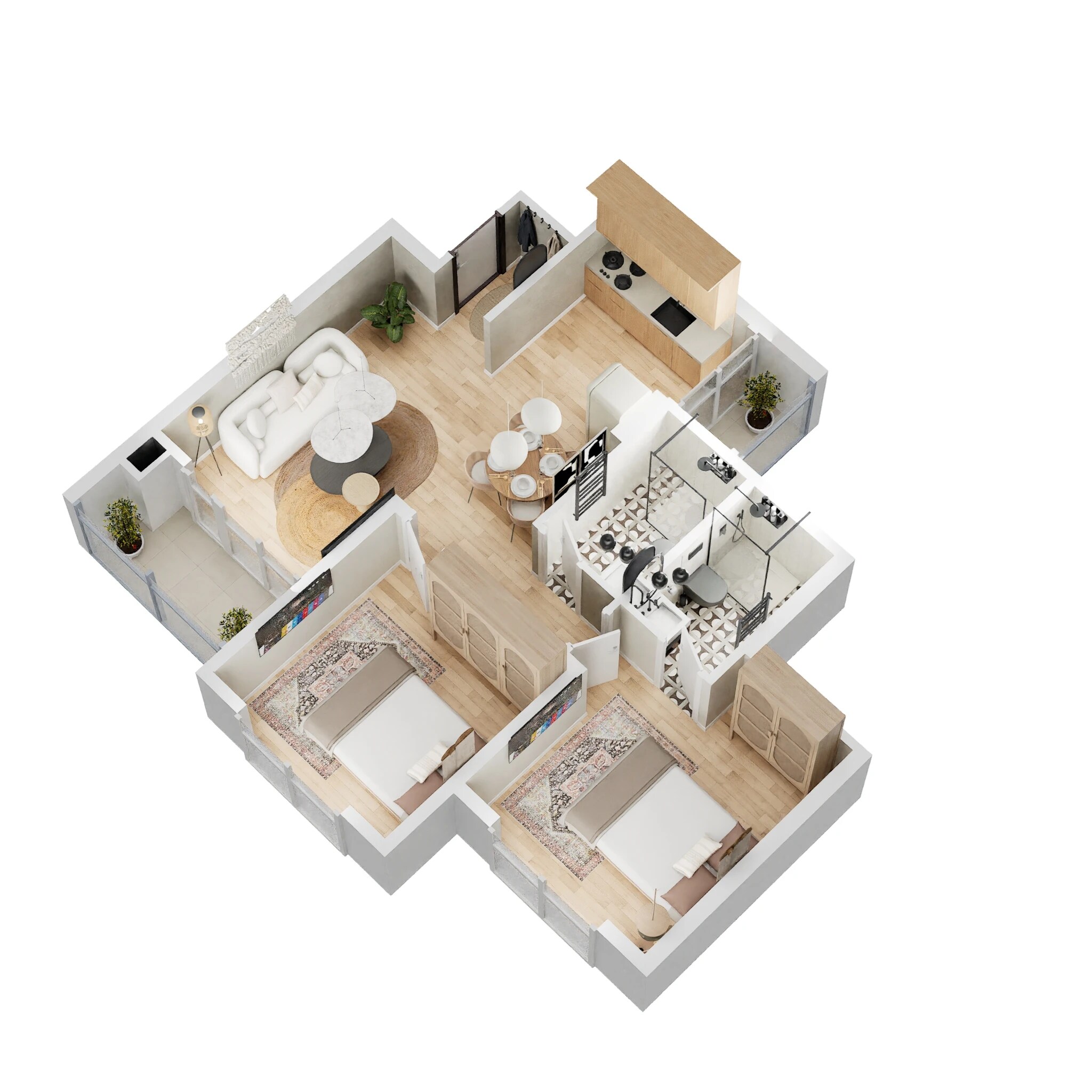 2 BHK 612 Sq. Ft. Apartment