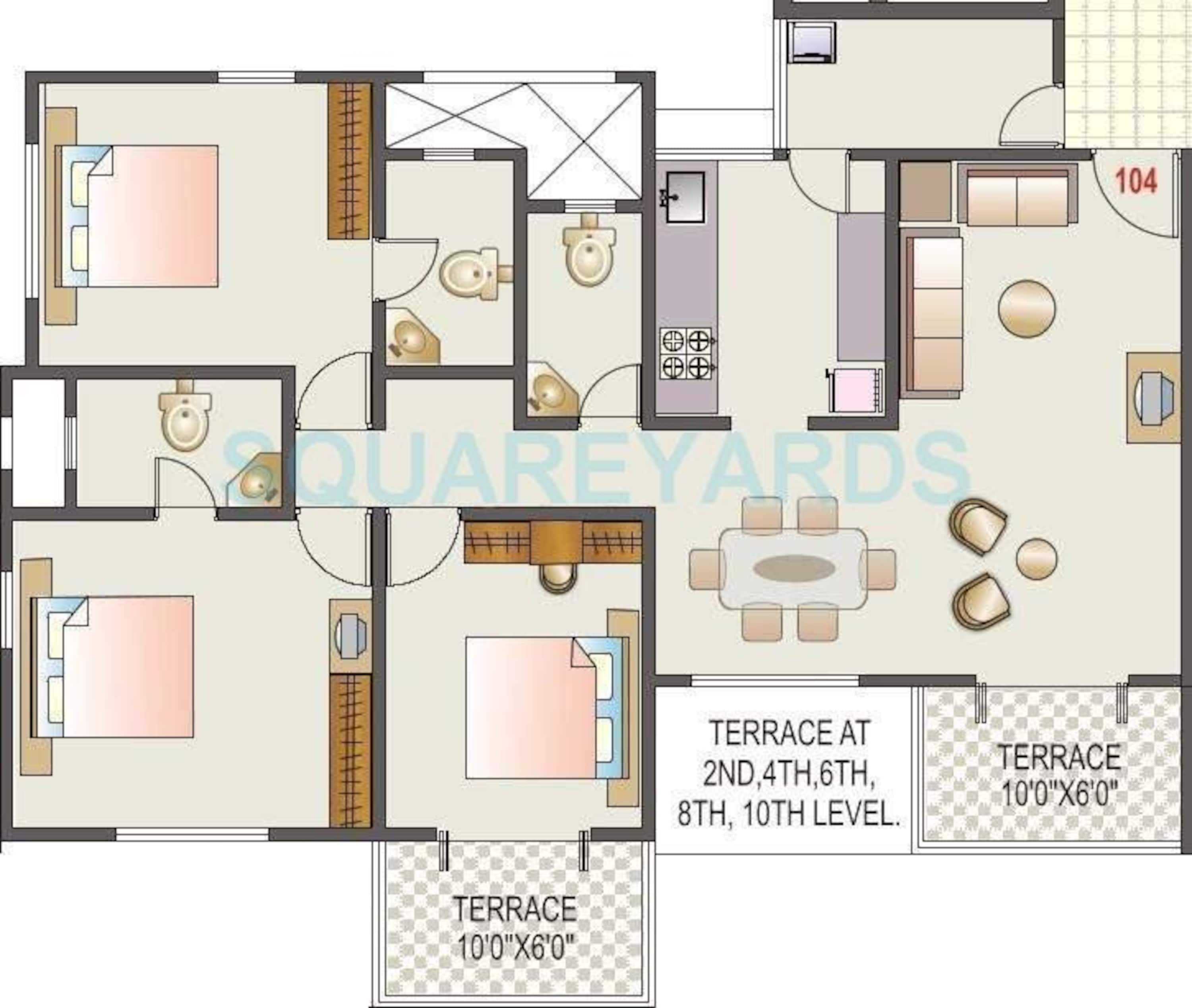 kolte patil margosa heights apartment 3bhk 1760sqft 11711