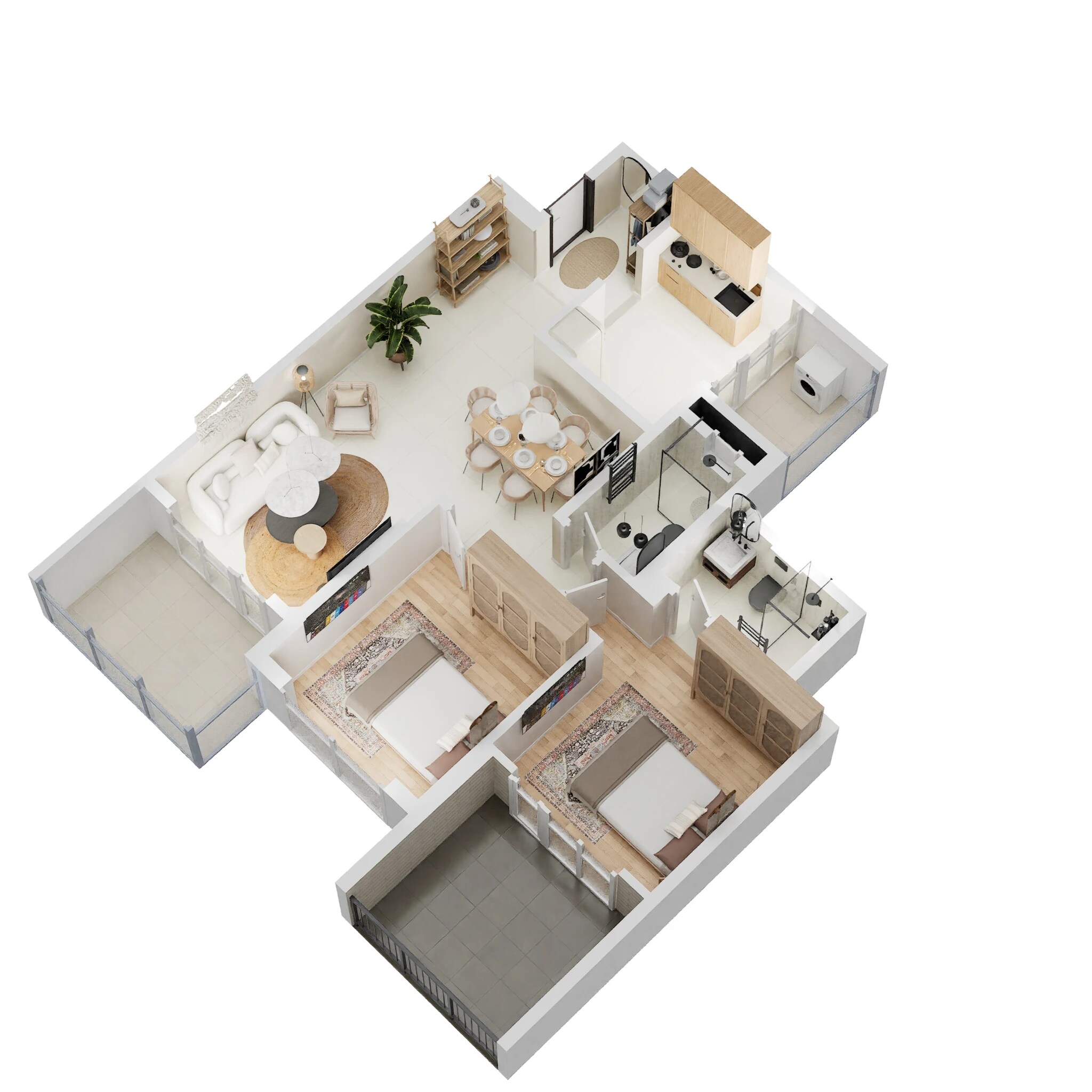 2 BHK 870 Sq. Ft. Apartment