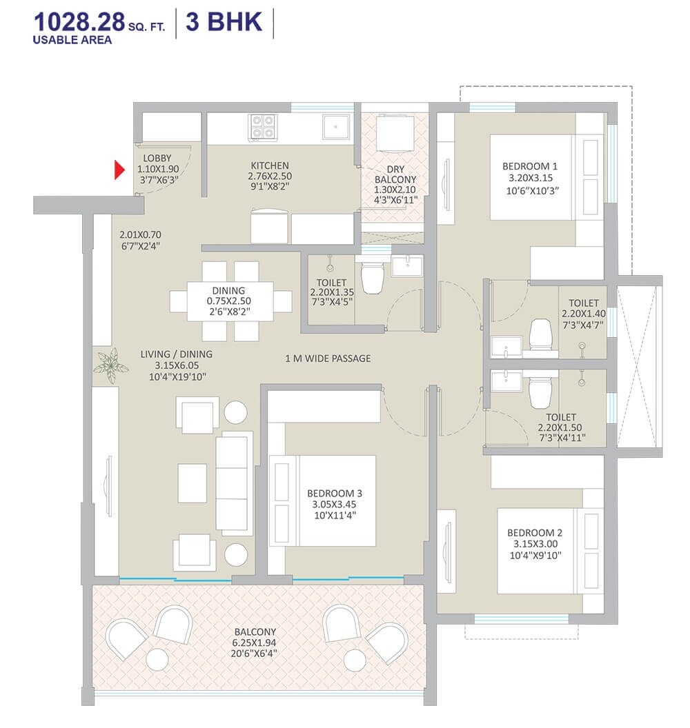 Other, kolte-patil-springshire 3 Bedroom 1028 Sq.Ft. Apartment In Wagholi Pune 7311120