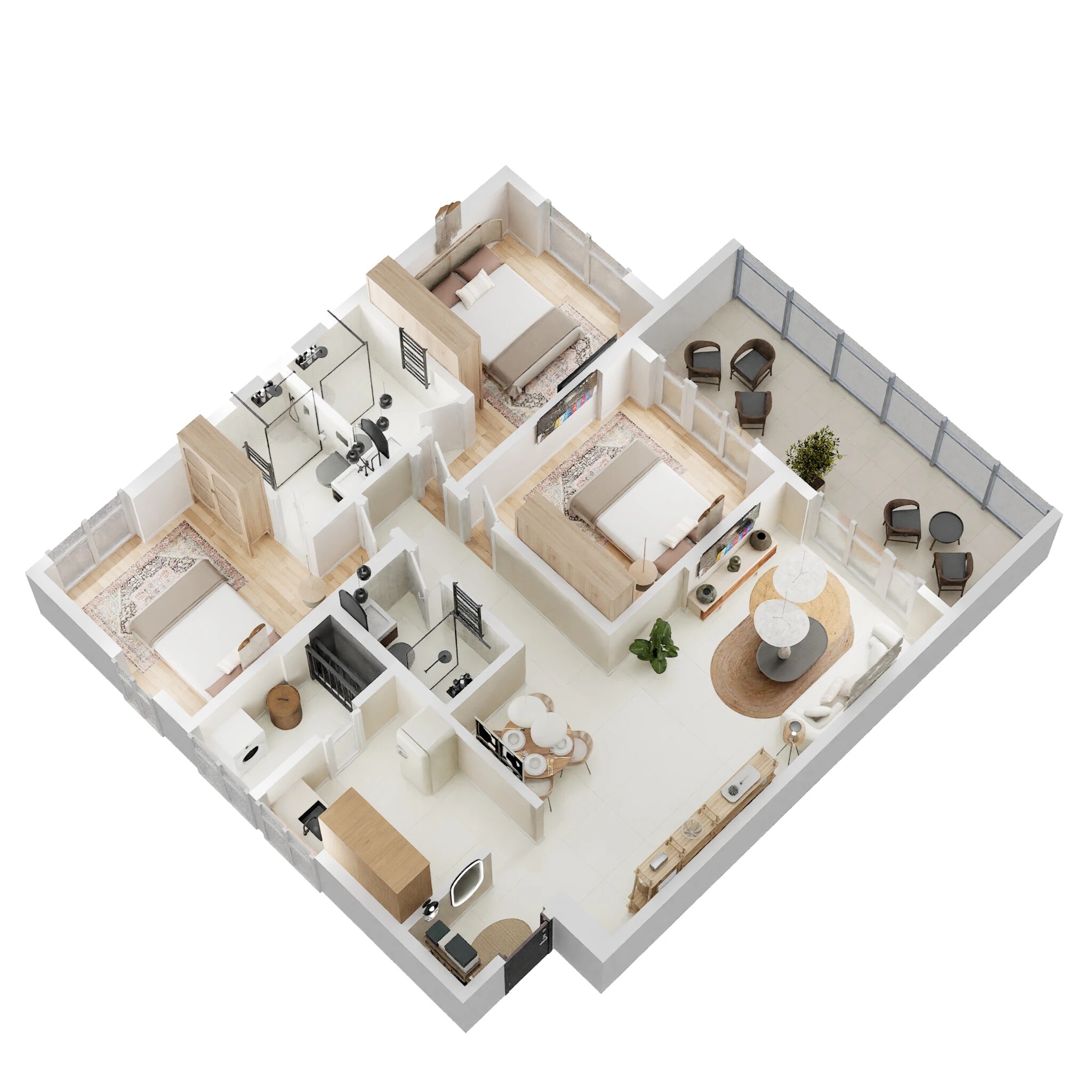 3 BHK 1028 Sq. Ft. Apartment