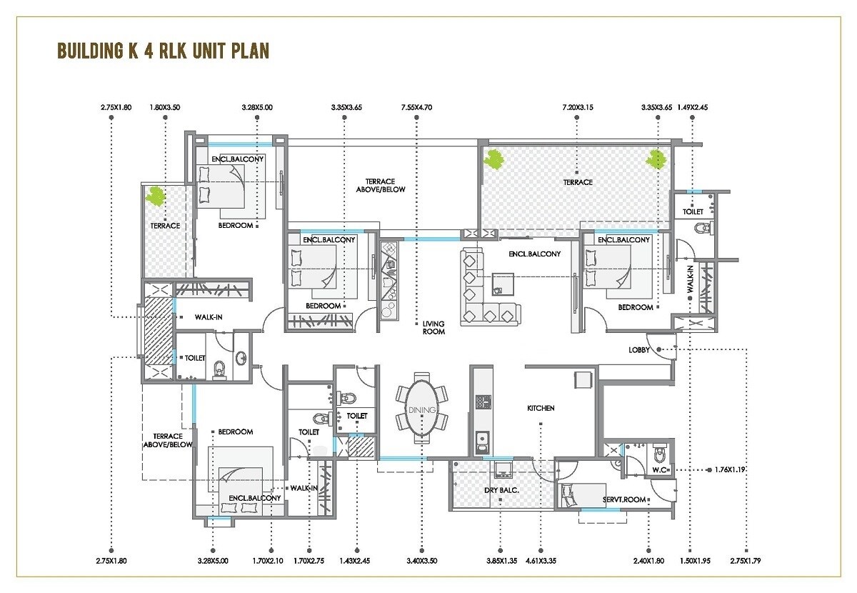 Floor plan of 4 BHK 1749 Sq. Ft. Apartment in Kolte Patil Stargaze, Pune