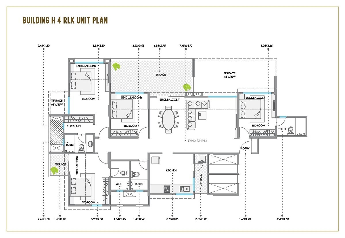 Floor plan of 4 BHK 2010 Sq. Ft. Apartment in Kolte Patil Stargaze, Pune